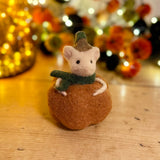 Hanging Felt Mouse In Pumpkin