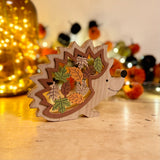Wooden Hedgehog With Cut Out Leaves