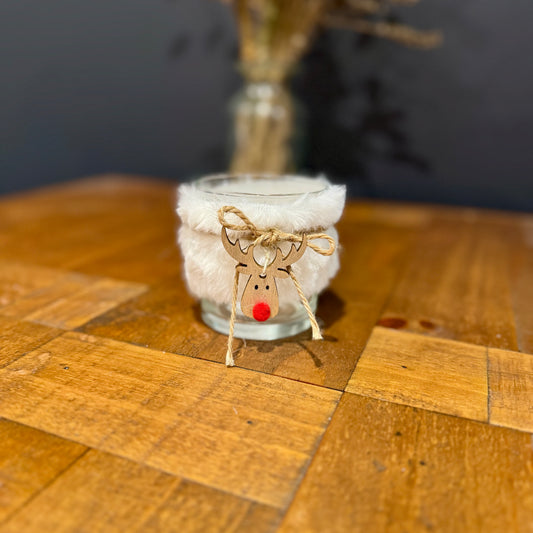 Glass & Faux Fur Tea Light Holder