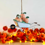 Hanging Wheelbarrow of Pumpkins