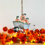 Hanging Wheelbarrow of Pumpkins