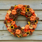 Orange Pumpkin & Sunflower Wreath