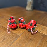 6 Mini Red & White Snowflake Bells