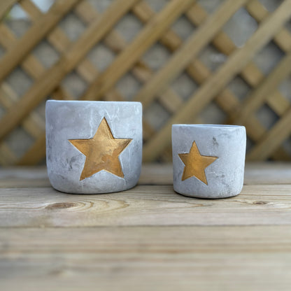 Cement Candle Holders with Golden Star