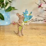 Felt Mouse with Forget-Me-Nots