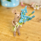 Felt Mouse with Forget-Me-Nots