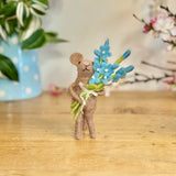Felt Mouse with Forget-Me-Nots