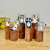 Set of 6 Cats with Fish on Posts