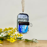 Hanging Anchovies in Blue Tin