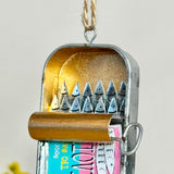 Hanging Anchovies in Pink Tin