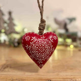 Red & White Snowflake Heart