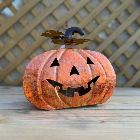 Dumpy Copper Effect Metal Pumpkin