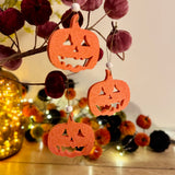 3 Orange Felt Pumpkin Hangers