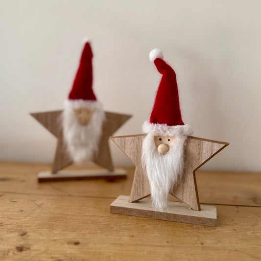 Small Wooden Santa Star Gonks