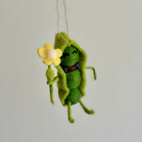 Green Felt Pea In Pod Person