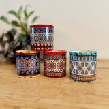 Set of 4 Small Ceramic Patterned Pots