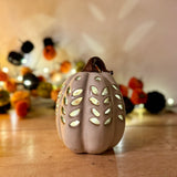 White Ceramic Pumpkin with LED
