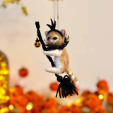 Hanging Ginger Cat on Broomstick