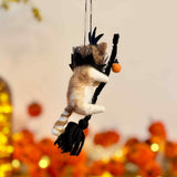 Hanging Ginger Cat on Broomstick