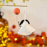 Hanging Felt Dog in Ghost Costume