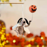 Hanging Felt Dog in Ghost Costume