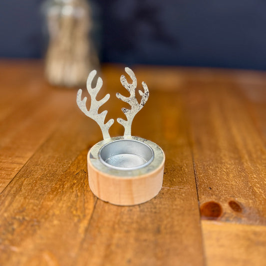 Silver Antlers Tea Light Holder