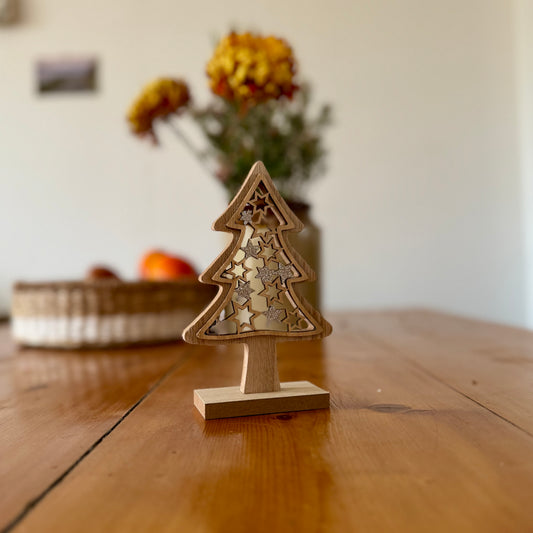 Small Wooden Tree with Stars