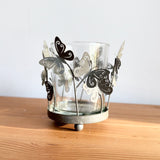 Metal & Glass Butterfly T-Light Holder Mix