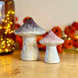 Pair of Purple & Pink Ceramic Mushrooms