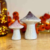 Pair of Purple & Pink Ceramic Mushrooms
