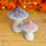 Pair of Purple & Pink Ceramic Mushrooms
