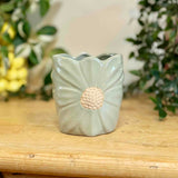 Green Daisy Ceramic Pot