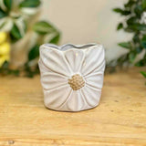 White Daisy Ceramic Plant Pot