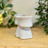 White-Washed Ceramic Bow Vase