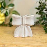 White-Washed Ceramic Bow Vase