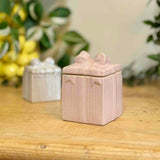Large Pink Ceramic Bow Trinket Box