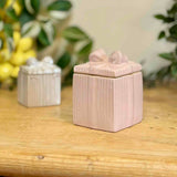 Large Pink Ceramic Bow Trinket Box