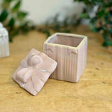 Large Pink Ceramic Bow Trinket Box