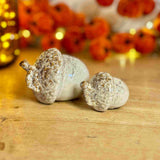 Pair of Rustic Ceramic Acorns