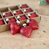Set of 12 RedHeart Glass Baubles