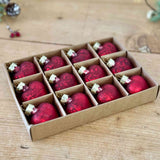 Set of 12 RedHeart Glass Baubles