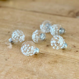 Set of 6 Mini White Snowflake Glass Baubles