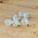 Set of 6 Mini White Snowflake Glass Baubles