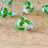 Set of 6 Mini Glass Baubles with Holly Leaves