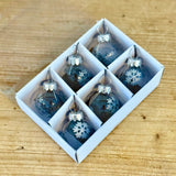 Set of 6 Silver Snowflakes Glass Baubles