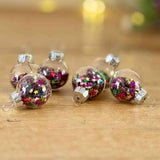 Set of 6 Multi Coloured Star Filled Glass Baubles