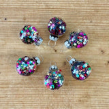 Set of 6 Multi Coloured Star Filled Glass Baubles
