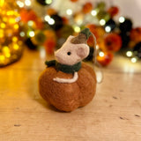 Hanging Felt Mouse In Pumpkin