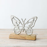 Aluminium Butterfly on Wooden Base