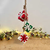Metal Red, White & Green Presents Garland